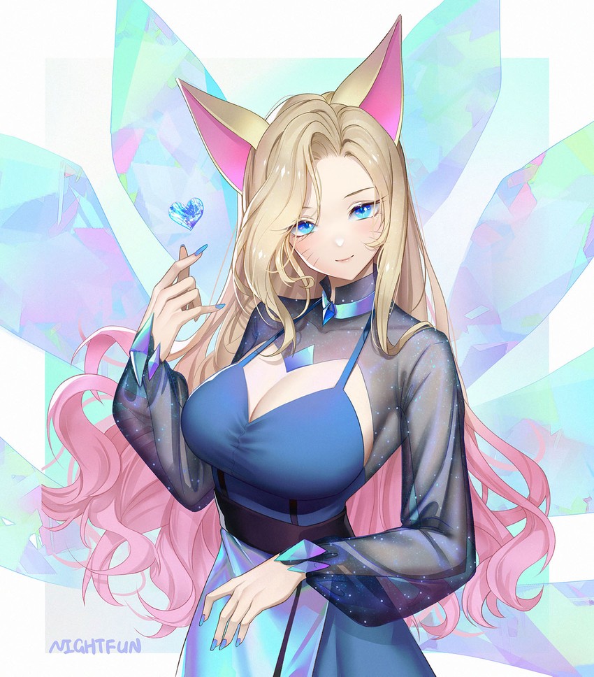 ahri and k/da all out ahri (league of legends) drawn by nightfun