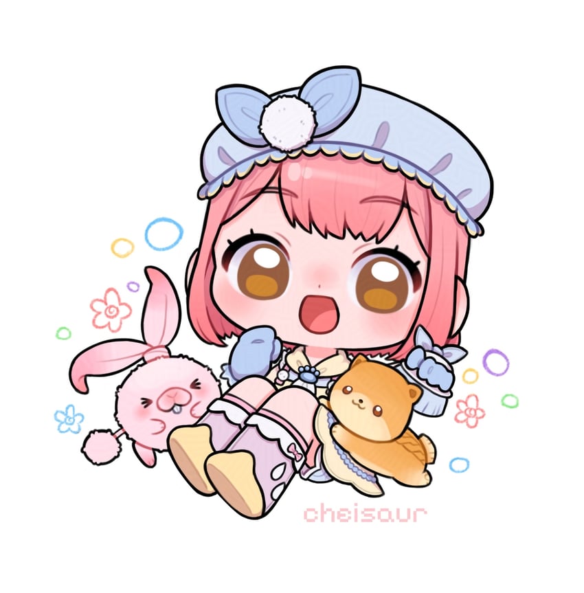 bye-bye dust, floof, and blushbunny (nikki and 1 more) drawn by cheisaur