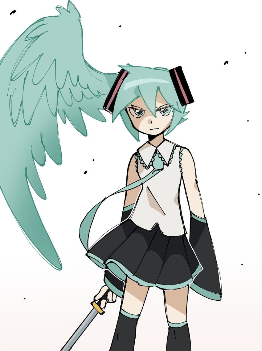 hatsune miku and sephiroth (vocaloid and 2 more) drawn by koasku