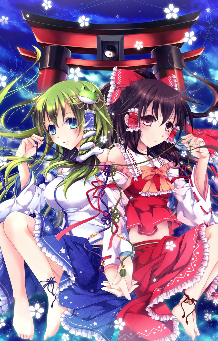 hakurei reimu and kochiya sanae (touhou) drawn by mochizuki_shiina