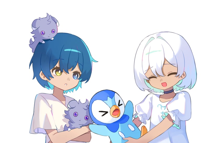 piplup, protagonist, espurr, and the prince (pokemon and 1 more) drawn by pkin_cheezpie
