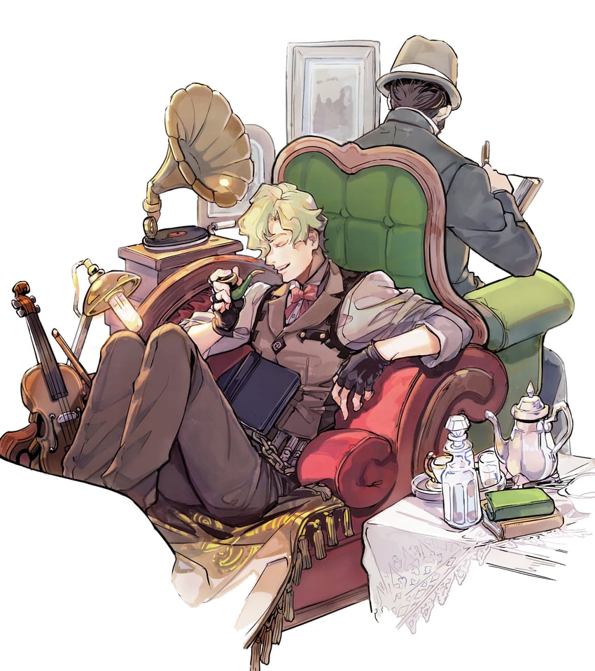 herlock sholmes and yujin mikotoba (ace attorney and 2 more) drawn by tanaotanako