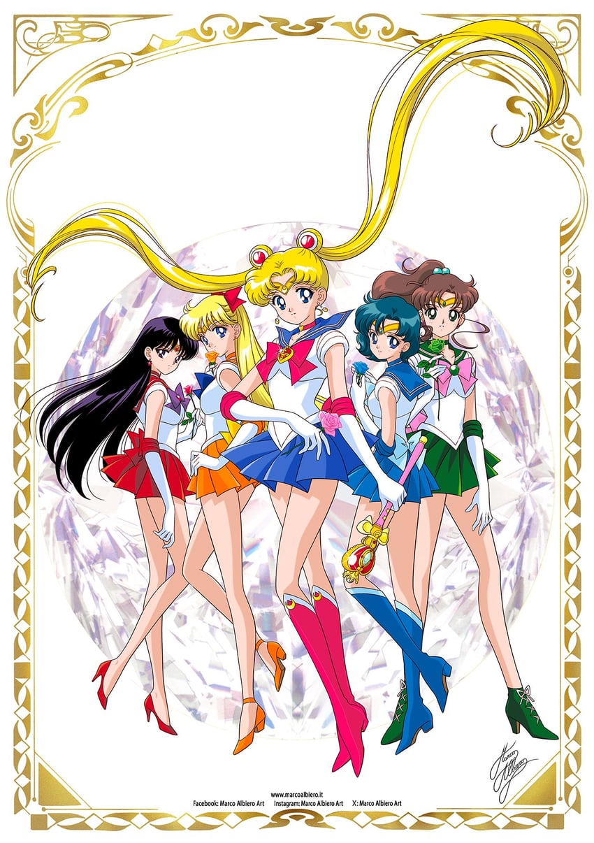 tsukino usagi, sailor moon, mizuno ami, aino minako, hino rei, and 5 more (bishoujo senshi sailor moon) drawn by marco_albiero
