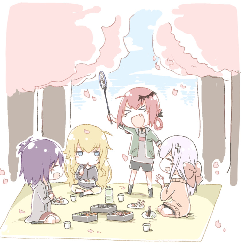 satanichia kurumizawa mcdowell, gabriel tenma white, vignette tsukinose april, and raphiel shiraha ainsworth (gabriel dropout) drawn by bafarin