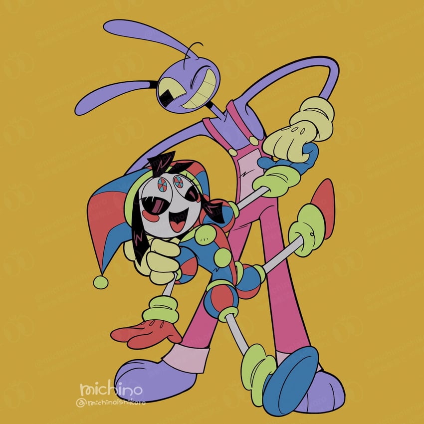 pomni and jax (the amazing digital circus) drawn by michinoishikoro