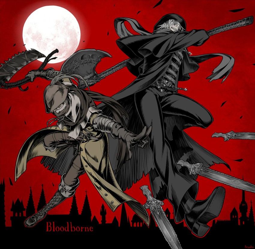 father gascoigne and henryk (bloodborne) drawn by arizuka_(catacombe)