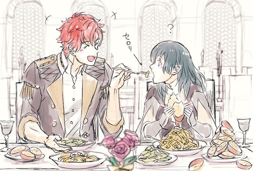 female byleth and sylvain jose gautier (fire emblem and 1 more) drawn by kino_(twitter3500356154)
