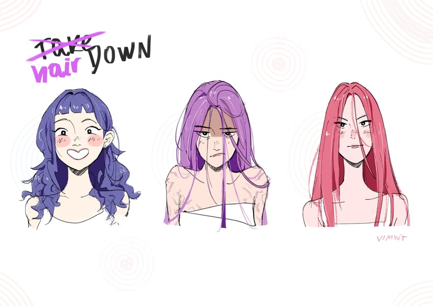 rumi, zoey, and mira (kpop demon hunters) drawn by vvvimint