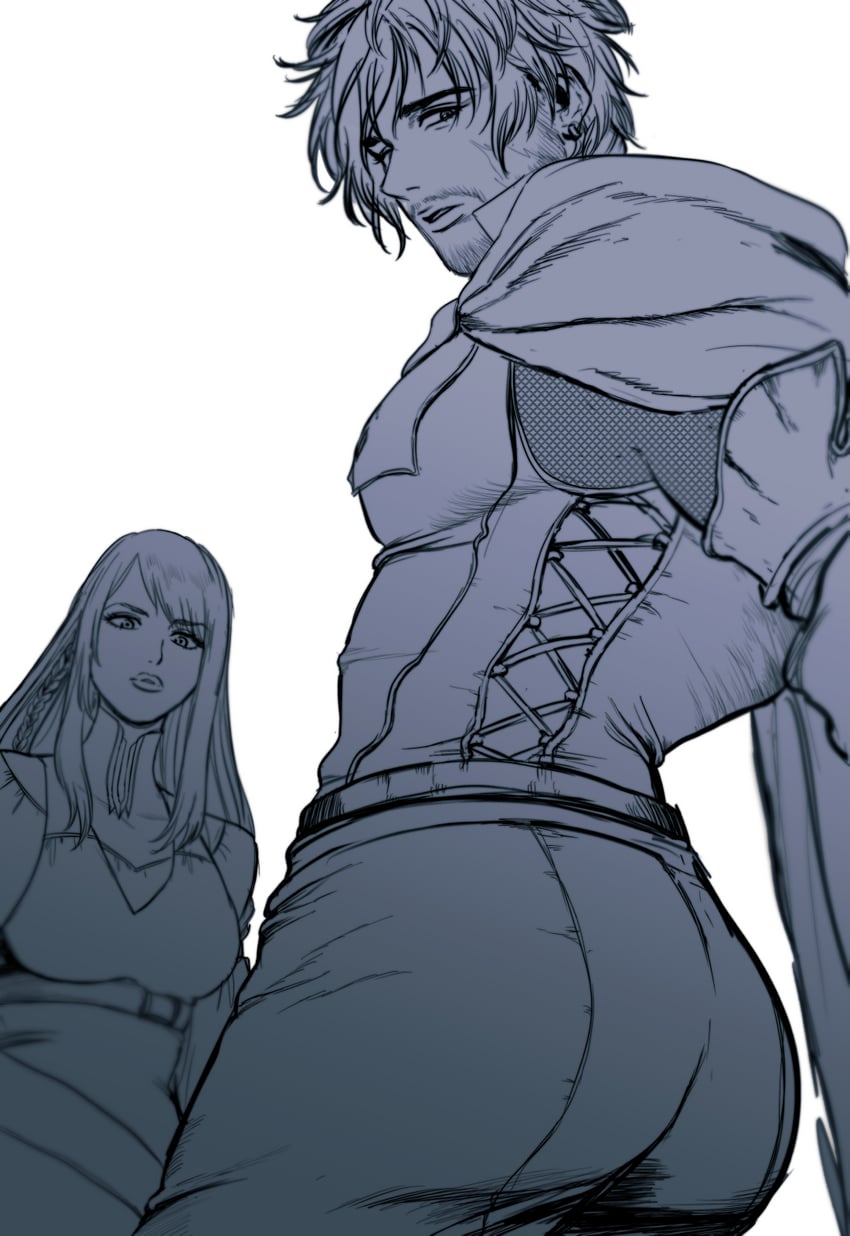 clive rosfield and jill warrick (final fantasy and 1 more) drawn by kitano_gori