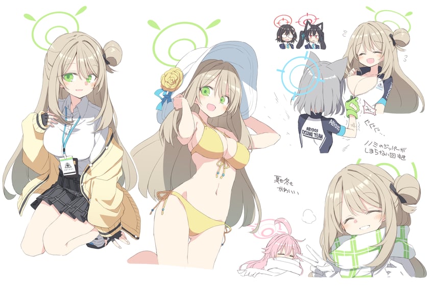 shiroko, hoshino, nonomi, serika, and ayane (blue archive) drawn by satou_kibi