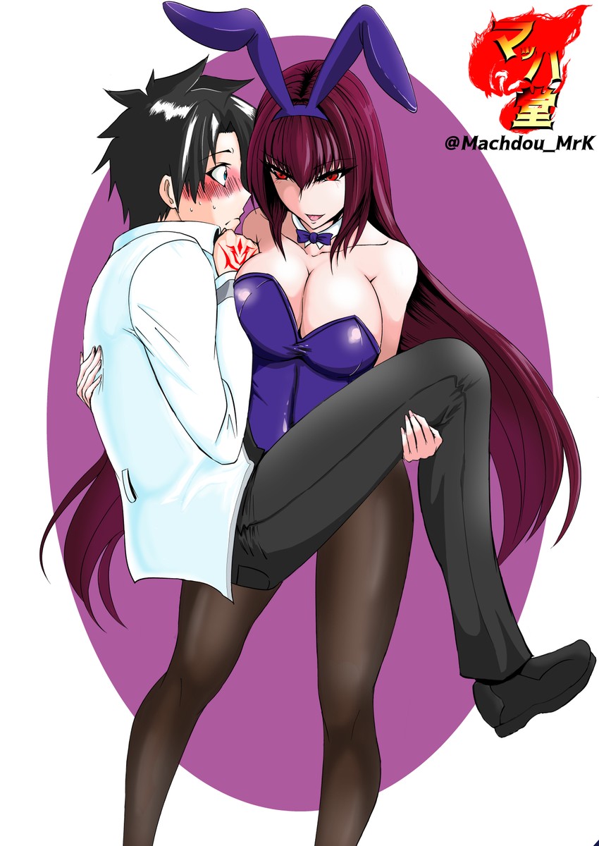 fujimaru ritsuka and scathach (fate and 1 more) drawn by machdou_mrk