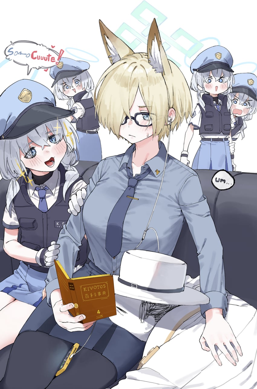 sensei, doodle sensei, kanna, and valkyrie police academy student (blue archive) drawn by lonklink