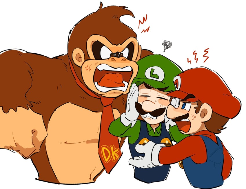 mario, luigi, and donkey kong (mario and 1 more) drawn by mimimi_(mimimim9999)