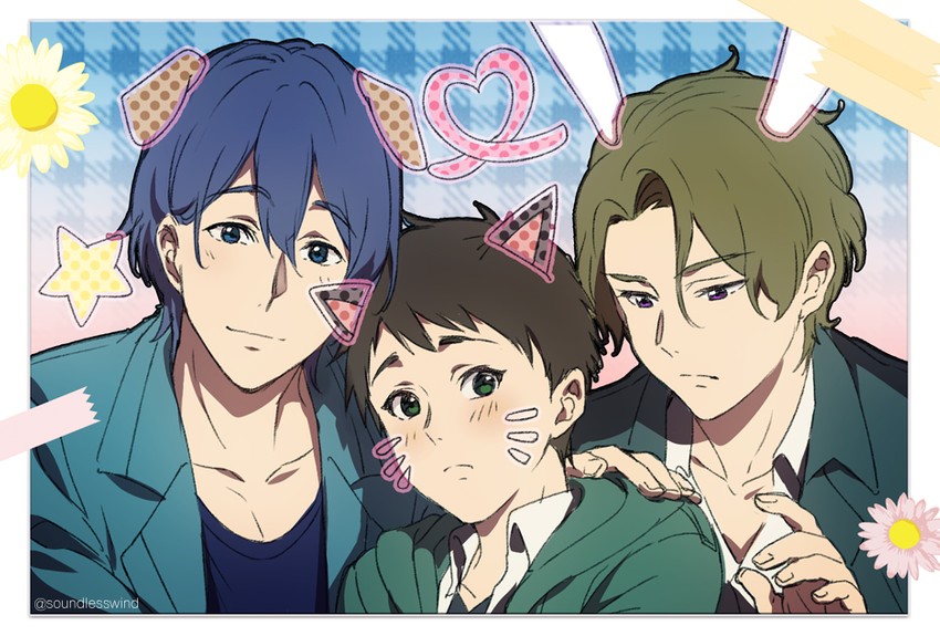 narumiya minato, fujiwara shuu, and takigawa masaki (tsurune: kazemai koukou kyuudoubu) drawn by kaze-hime