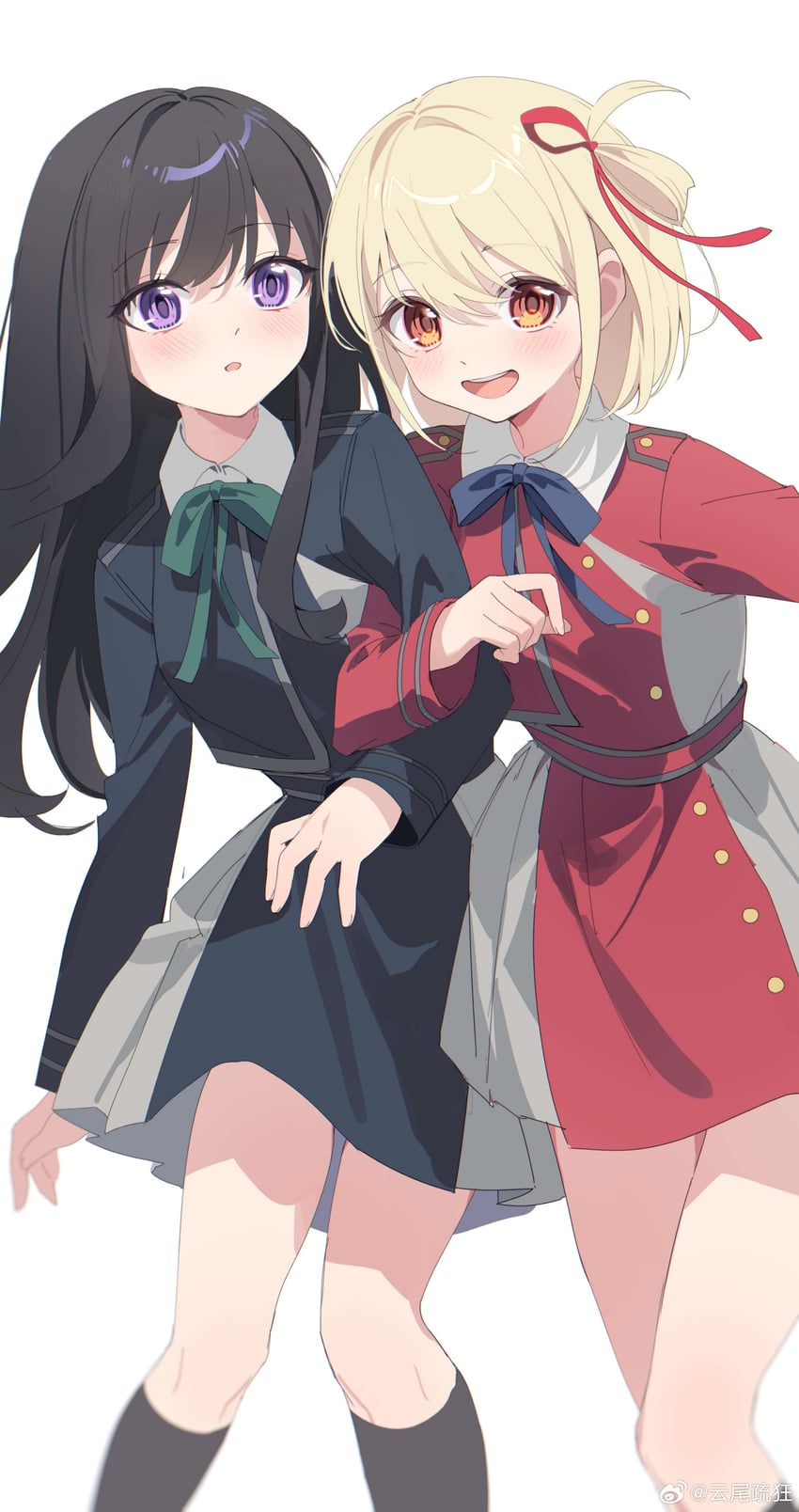 nishikigi chisato and inoue takina (lycoris recoil) drawn by yunweishukuang