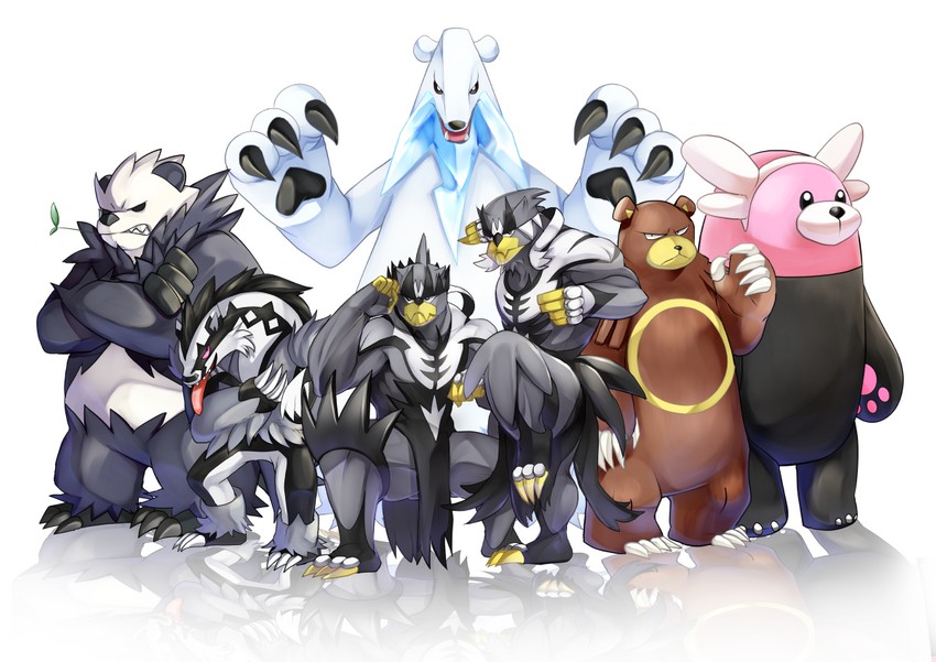 bewear, obstagoon, ursaring, urshifu, pangoro, and 1 more (pokemon) drawn by osomatsu1ban