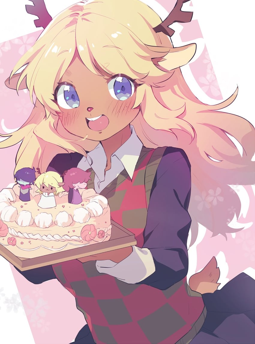 kris, noelle holiday, and susie (deltarune) drawn by komugiko_(bitte_komu)