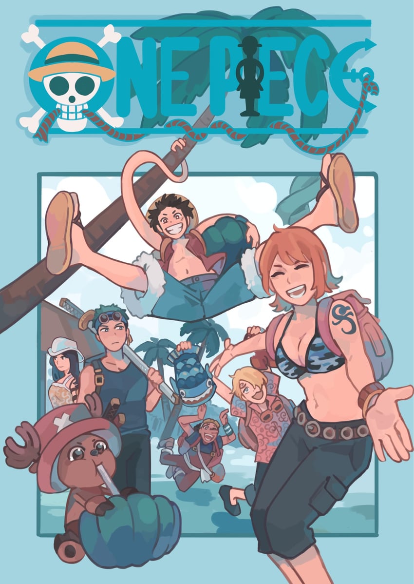 nami, monkey d. luffy, nico robin, roronoa zoro, sanji, and 2 more (one piece) drawn by ryuuseikkun