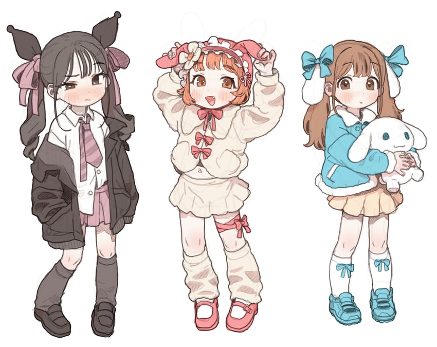 cinnamoroll, my melody, and kuromi (sanrio and 2 more) drawn by possummachine