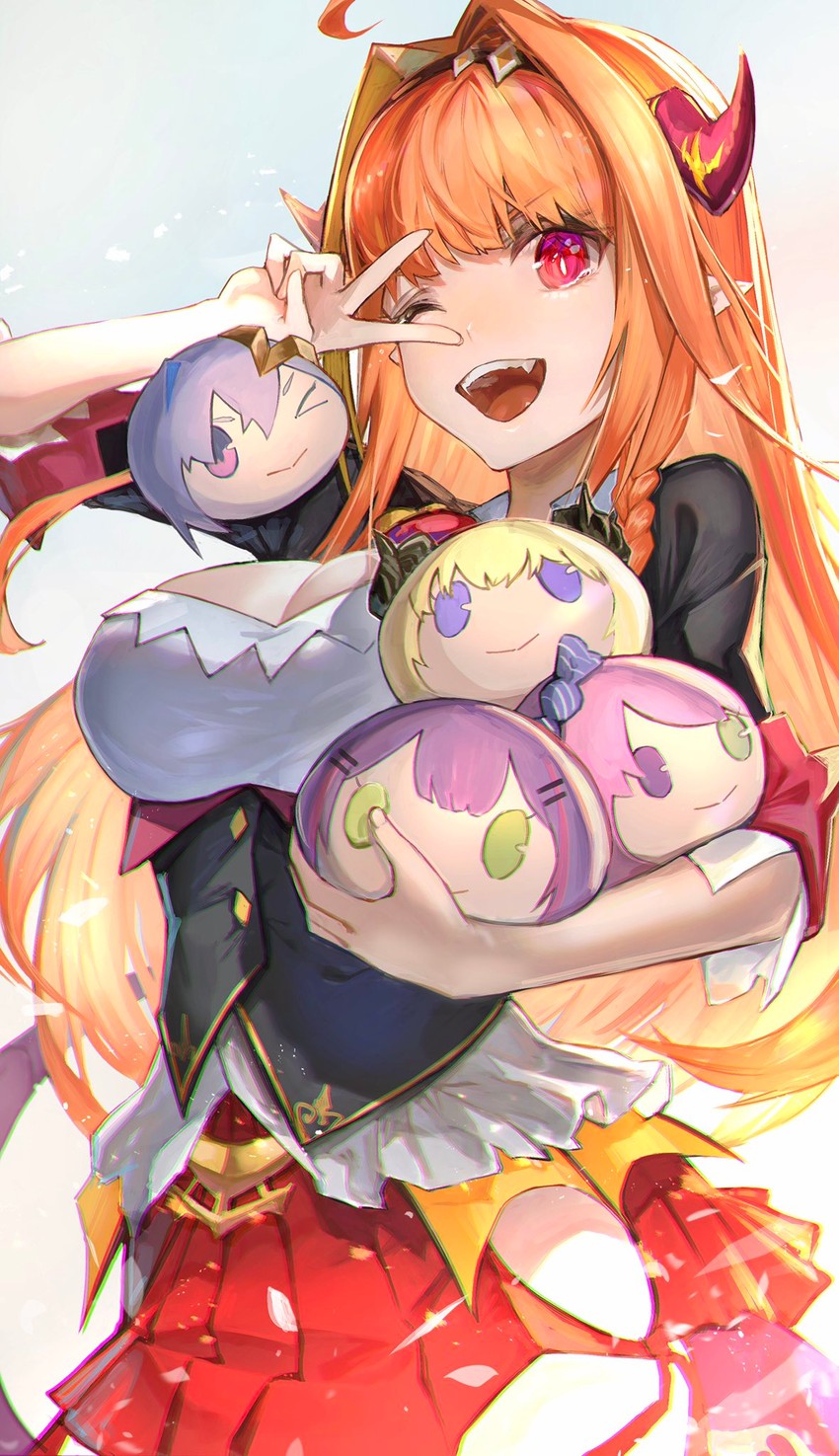 tokoyami towa, amane kanata, kiryu coco, tsunomaki watame, and himemori luna (hololive) drawn by karasuro