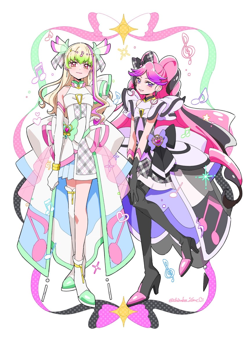 purirun, cure zukyuun, cure kiss, and meroron (precure and 1 more) drawn by shirako_love