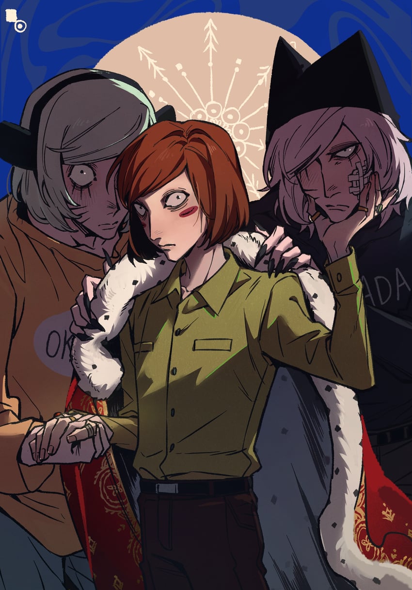 nyon, nyen, and luther von ivory (randal's friends) drawn by heizuo955