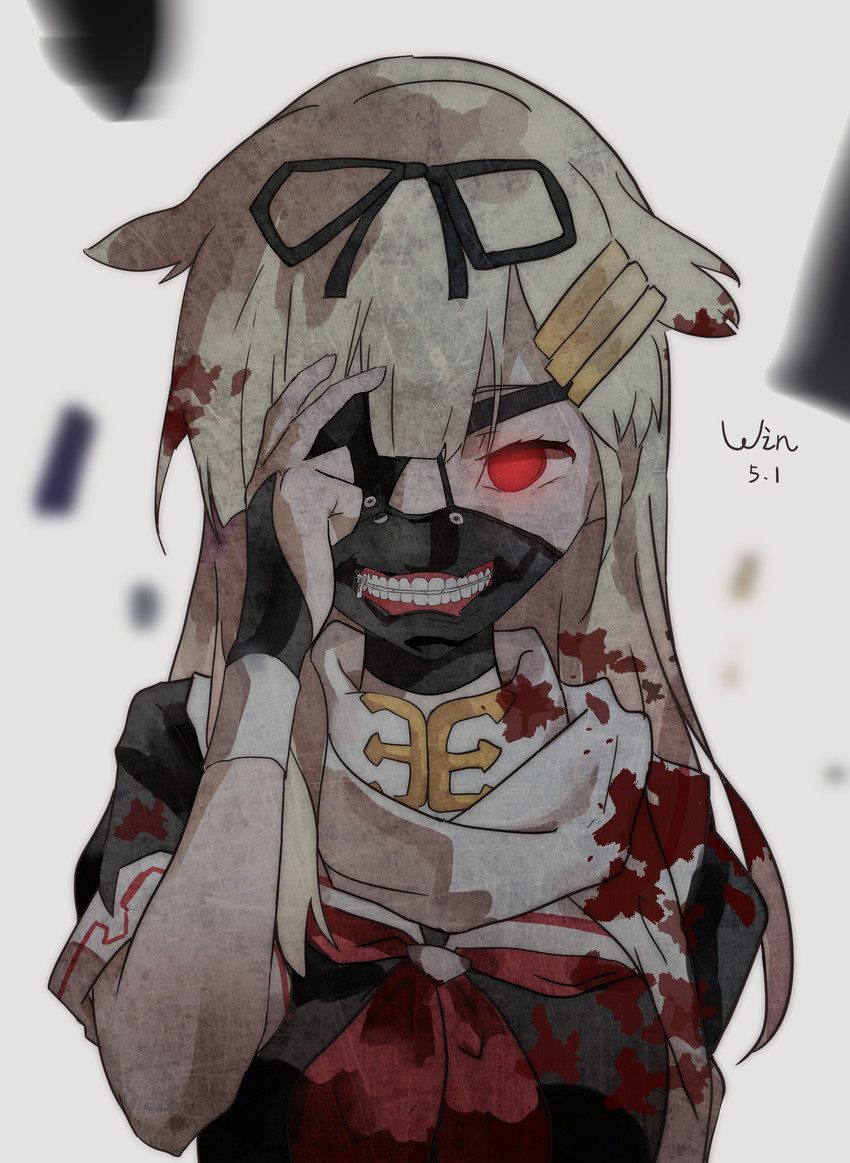 yuudachi, yuudachi kai ni, and kaneki ken (kantai collection and 1 more) drawn by win-chan