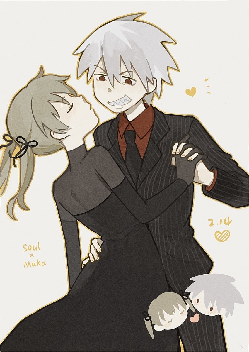 maka albarn and soul evans (soul eater) drawn by rice_(somasuki_77)