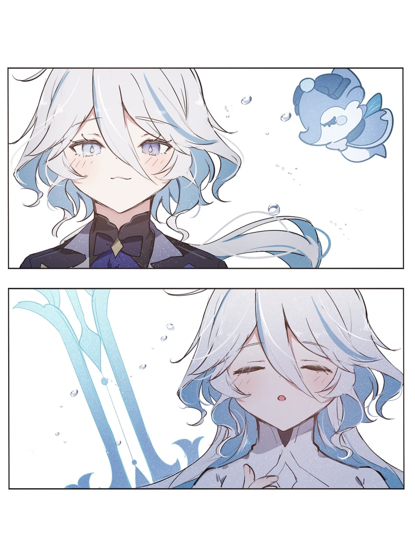 furina, focalors, and surintendante chevalmarin (genshin impact) drawn by sorani_(kaeru0768)