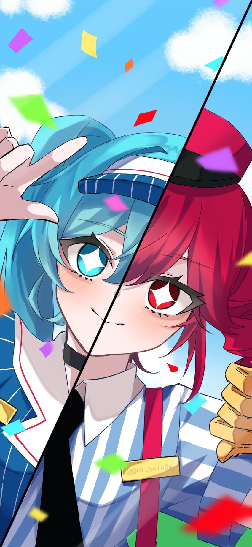 hatsune miku and kasane teto (vocaloid and 2 more) drawn by 310_(satou)