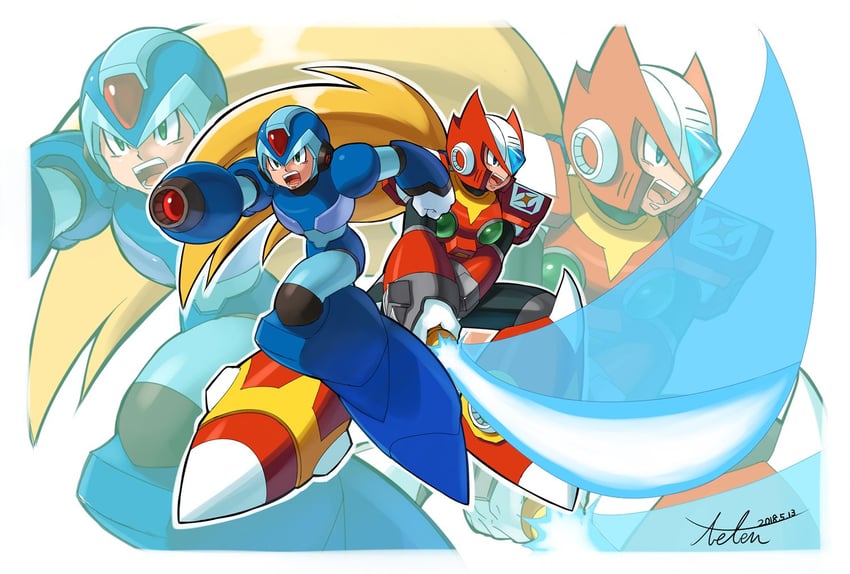 zero and x (mega man and 1 more) drawn by kamiyama_teten