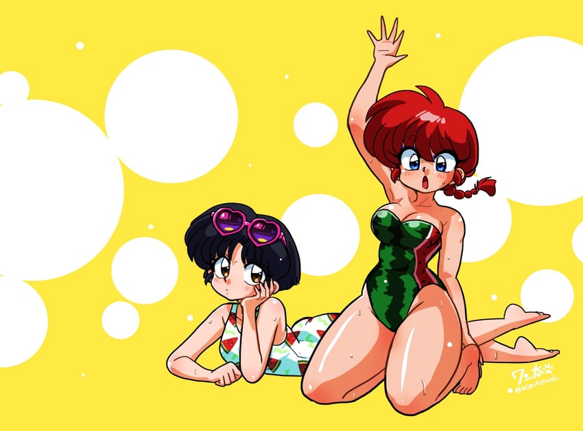 ranma-chan and tendou akane (ranma 1/2) drawn by wanta_(futoshi)