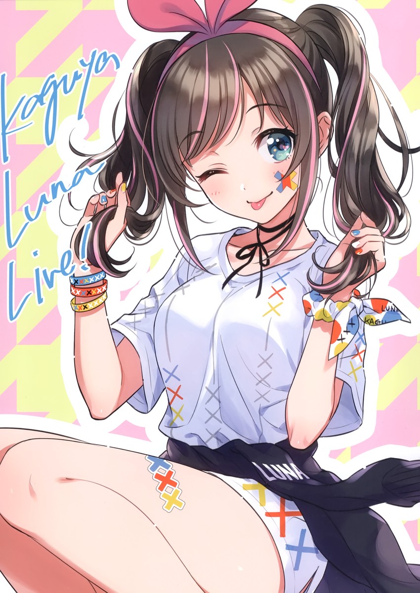 kizuna ai and kaguya luna (kizuna ai inc. and 1 more) drawn by morikura_en