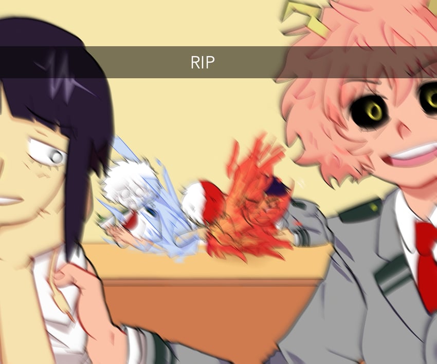 midoriya izuku, todoroki shoto, ashido mina, jiro kyoka, and iida tenya (boku no hero academia) drawn by arlin_potato