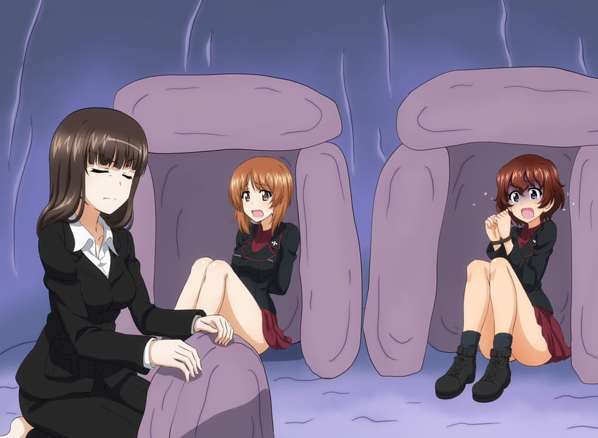 nishizumi miho, nishizumi shiho, and akaboshi koume (girls und panzer) drawn by key_(gaigaigai123)