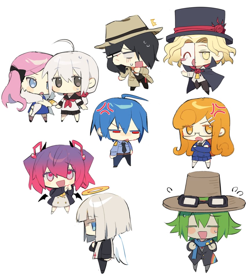 kinjou tsurugi, yomiuri nikei, sora, otori teruya, mekaru rei, and 4 more (danganronpa and 3 more) drawn by hrdrifter