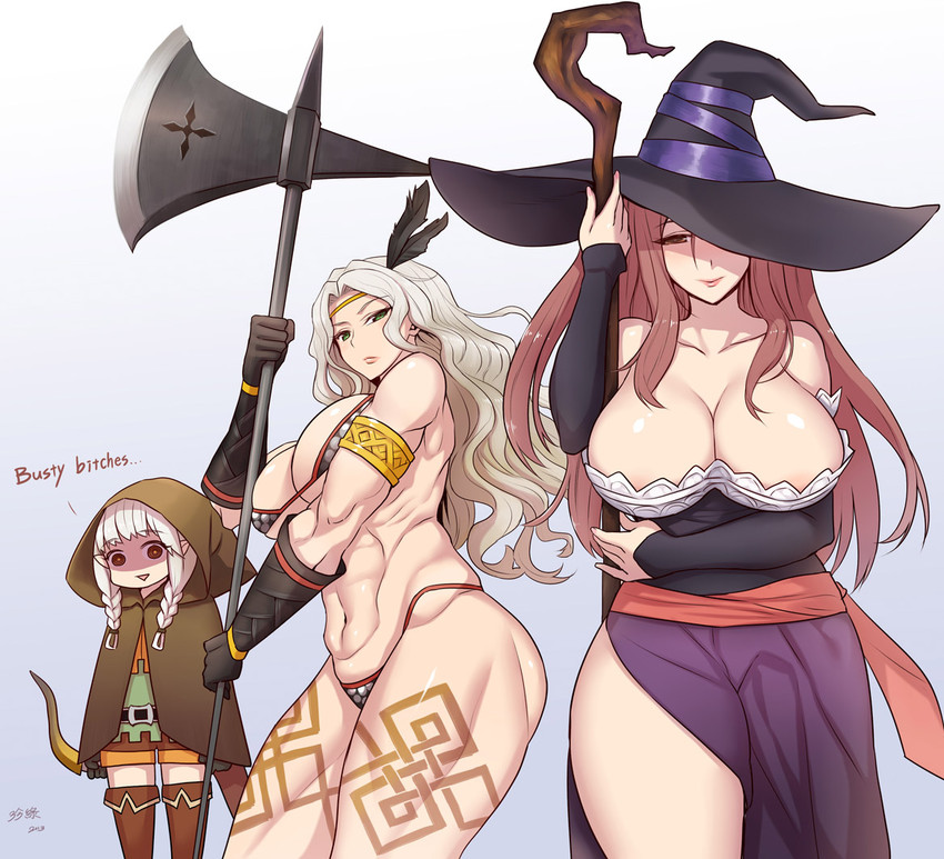 sorceress, amazon, and elf (dragon's crown) drawn by zhen_lu