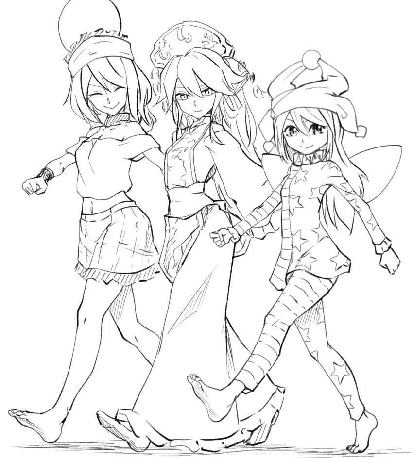 clownpiece, junko, and hecatia lapislazuli (touhou) drawn by kikoka_(mizuumi)