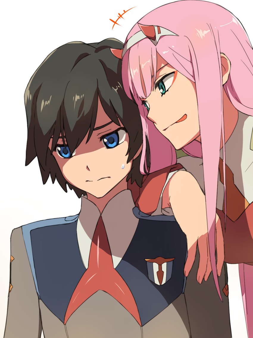 zero two and hiro (darling in the franxx) drawn by chiharu_(9654784)