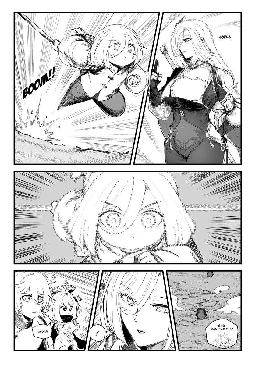 aether, paimon, and shenhe (genshin impact) drawn by aepuru_arts