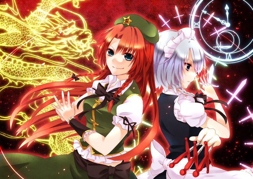 izayoi sakuya and hong meiling (touhou) drawn by chitose_(usacan)