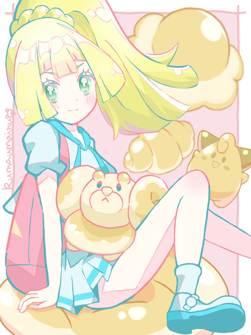 lillie, cleffa, and fidough (pokemon and 1 more) drawn by xujs5337