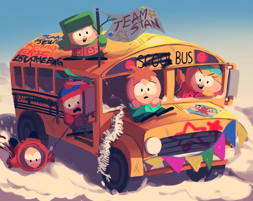 stan marsh, kenny mccormick, kyle broflovski, eric cartman, butters stotch, and 2 more (south park) drawn by hiyashimeso