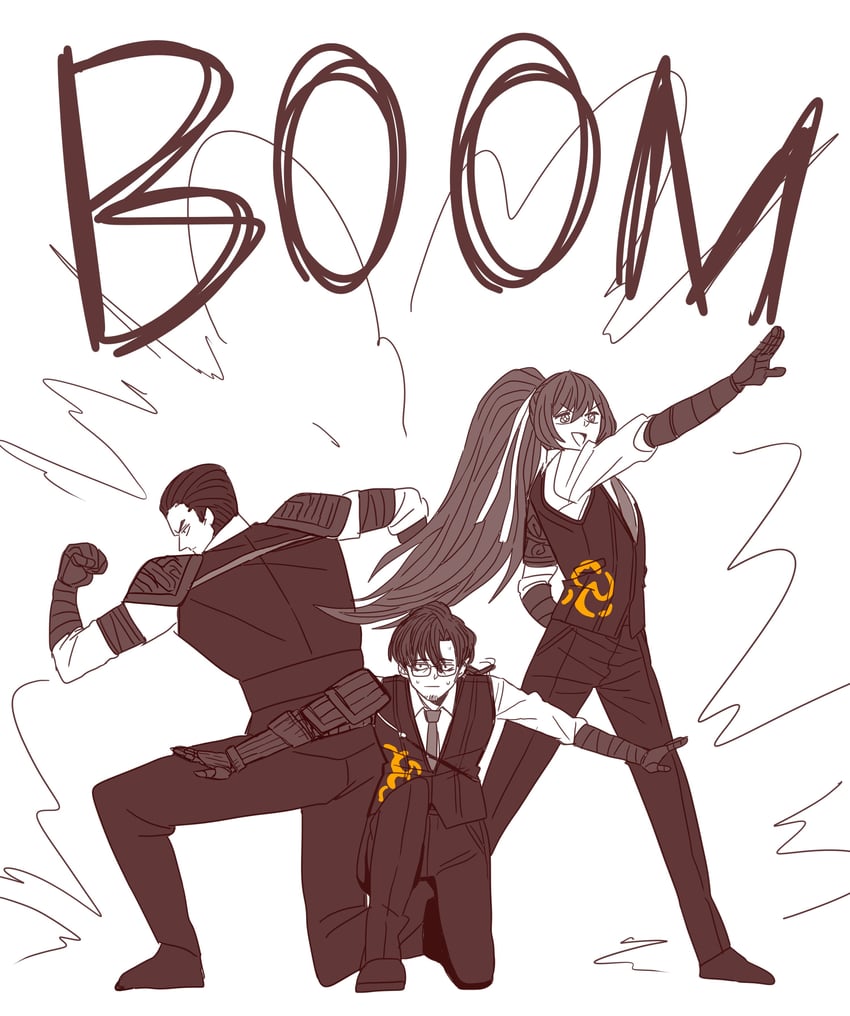 hong lu, meursault, and gregor (project moon and 1 more) drawn by b2k