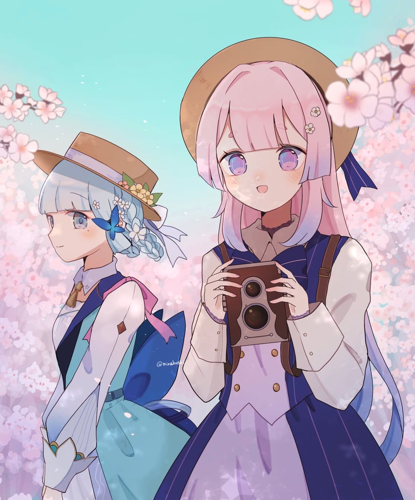 kamisato ayaka and sangonomiya kokomi (genshin impact) drawn by minahoshi37