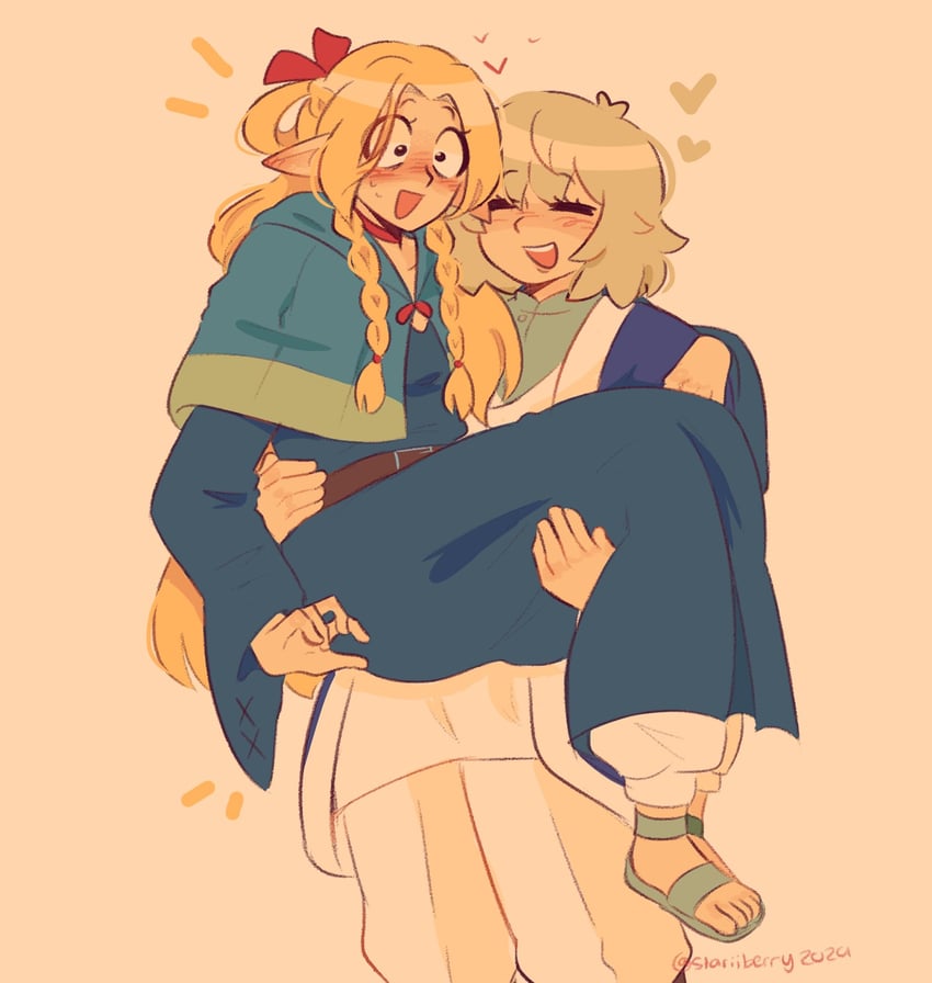 marcille donato and falin touden (dungeon meshi) drawn by stariiberry