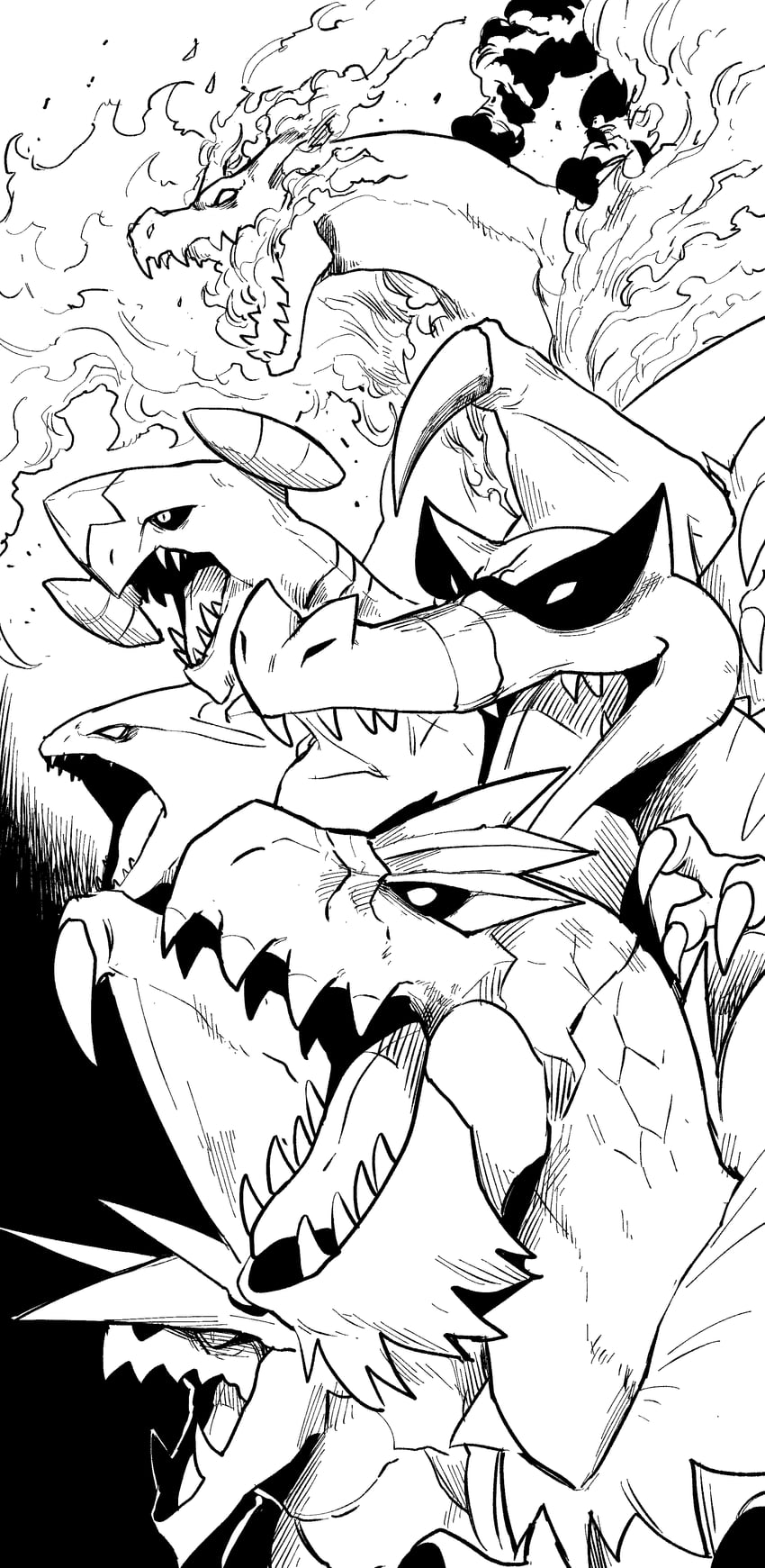 charizard, garchomp, tyranitar, aggron, krookodile, and 2 more (pokemon) drawn by gegegekman