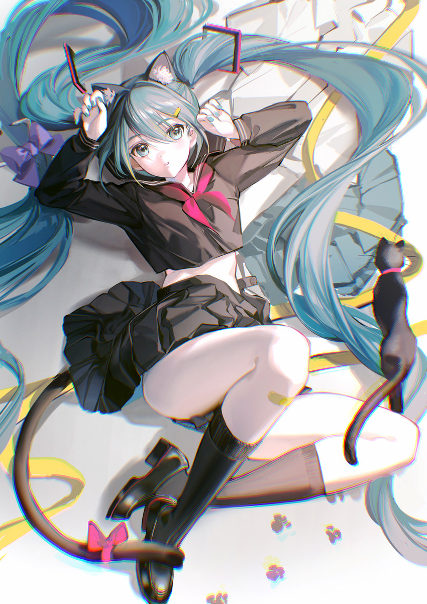hatsune miku (vocaloid and 1 more) drawn by rumoon