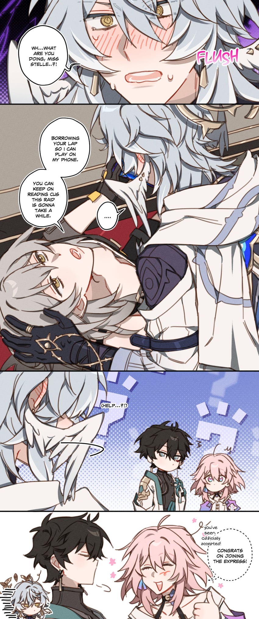 trailblazer, stelle, march 7th, dan heng, and sunday (fate and 3 more) drawn by majunjuu