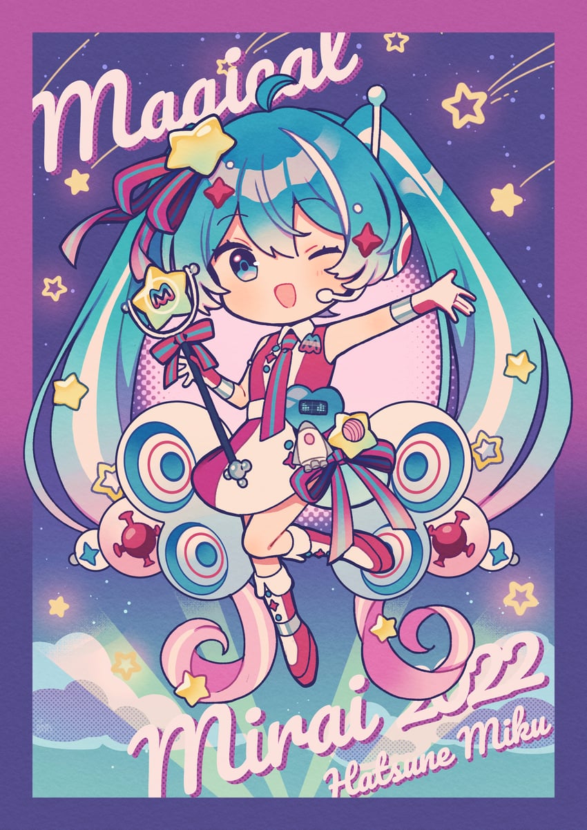 hatsune miku and magical mirai miku (vocaloid and 1 more) drawn by amagi_hana